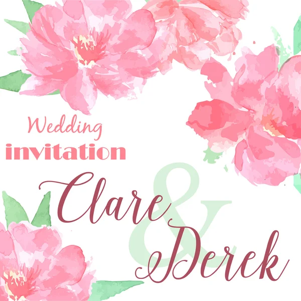 Düğün davetiyesi suluboya Şakayık