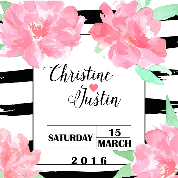 Tarih ve düğün davetiyesi siyah fırça darbesi ve Şakayık kaydetmek