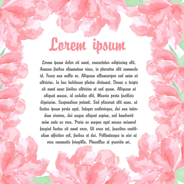 Suluboya Şakayık çelenk çerçeve el çekilmiş