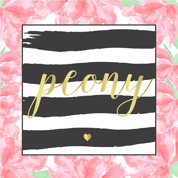 Suluboya Şakayık çelenk çerçeve el çekilmiş