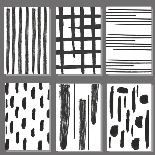 6 yazdırılabilir kartları siyah fırça kontur tasarım grafik şık el çizimi ile ayarla