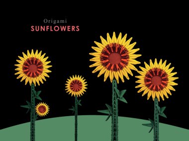 Origami ayçiçekleri alanı