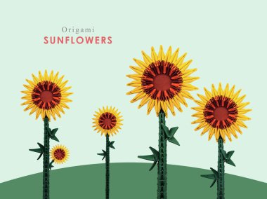 Origami ayçiçekleri alanı