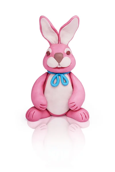 Pink plasticine rabbit — Stock Photo, Image