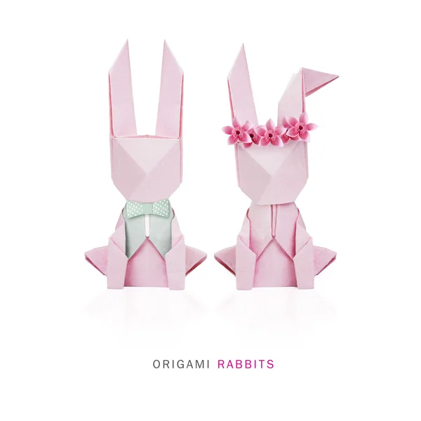 Velikonoční origami pár králíků — Stock fotografie