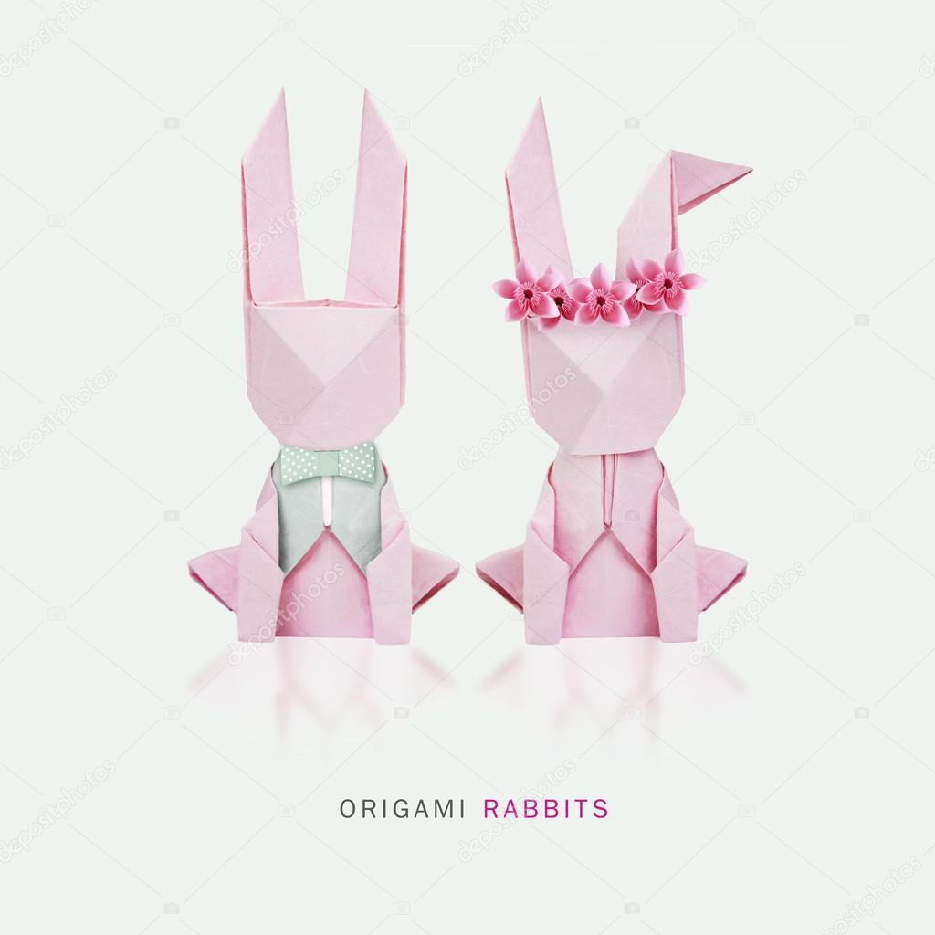 Easter Origami Couple Rabbits Stock Photo C Mandrixta
