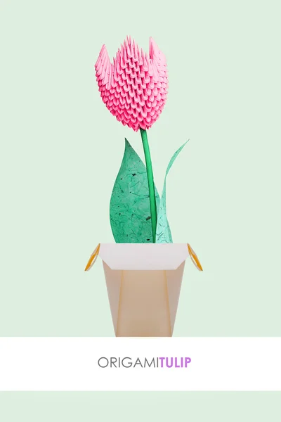Tulipe origami dans un pot — Photo