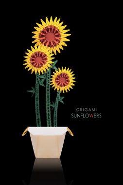 Bir tencerede origami ayçiçeği