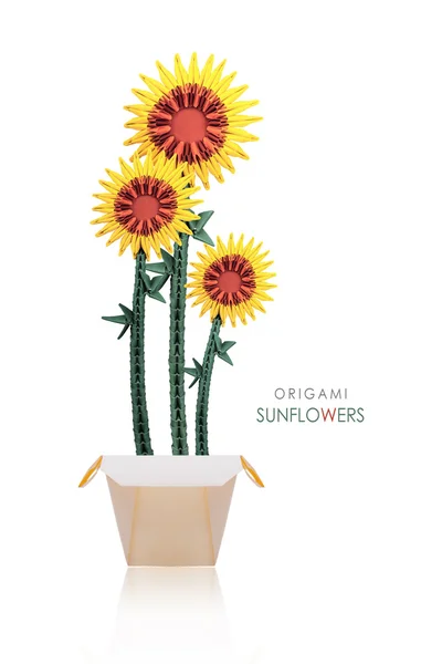 Origami Sonnenblumen im Topf — Stockfoto