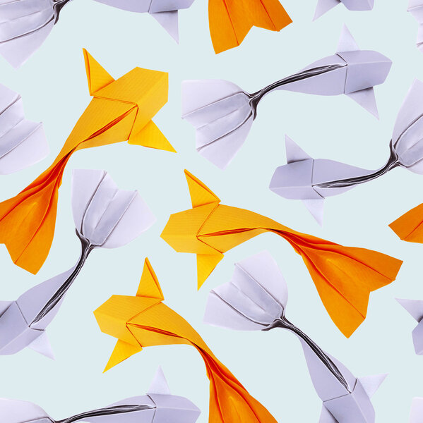 Origami paper fishs pattern