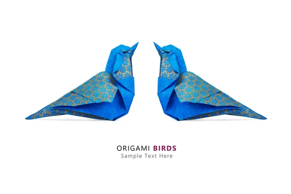 Origami blauwe vogels paar — Stockfoto