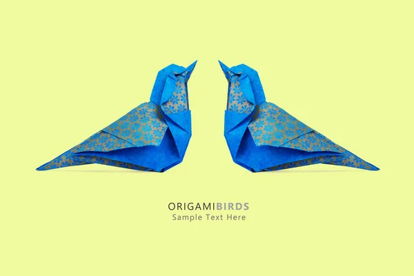 Origami coppia uccelli blu — Foto Stock