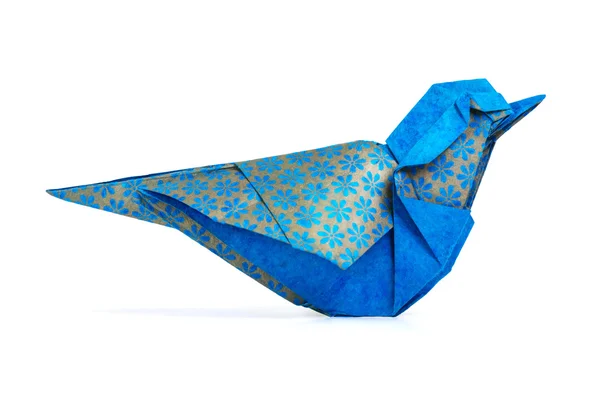 Origami blauer Vogel — Stockfoto