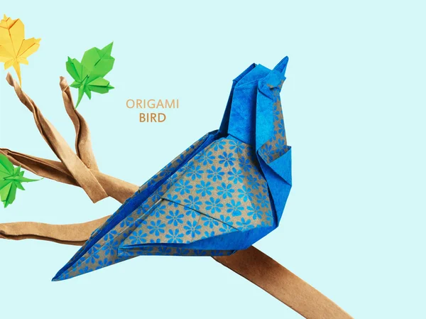 Origami blue bird — Stock Photo, Image