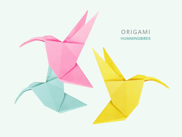 Origami art hummingbird