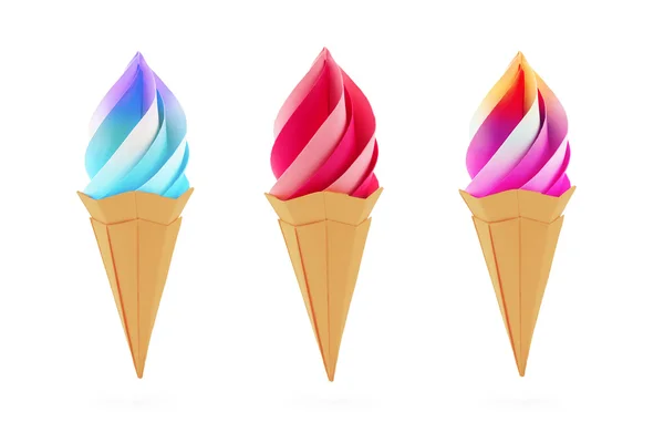 Ice cream in the cone set — Stock Photo, Image