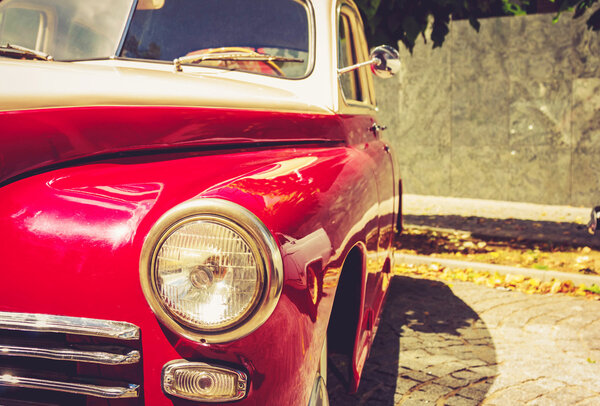 Vintage red retro automobile