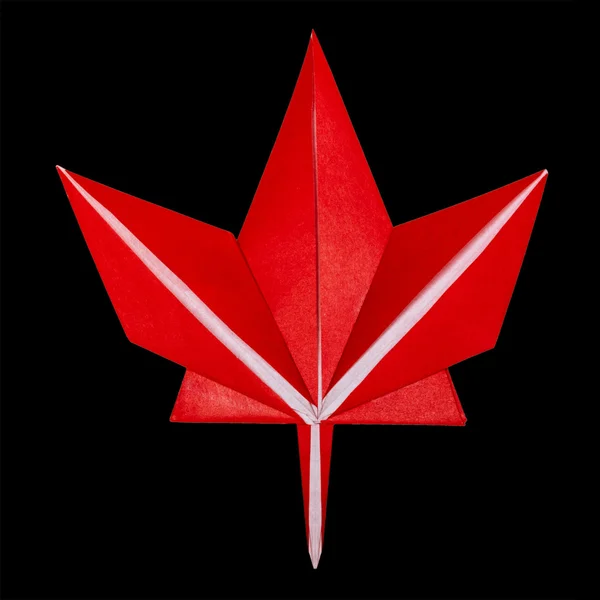 Origami caída hoja de arce rojo — Foto de Stock