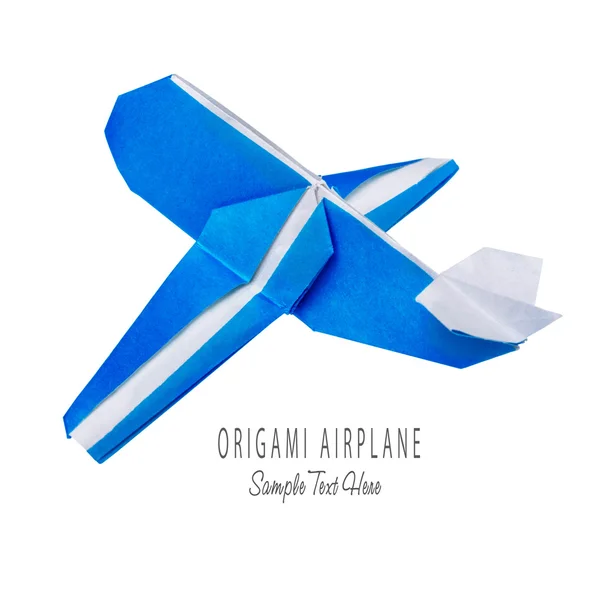 Kék origami repülőgép — Stock Fotó