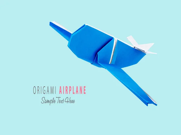 Origami modré letadlo — Stock fotografie