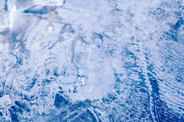 Gelo congelado inverno texturizado frio azul norte fundo — Fotografia de Stock