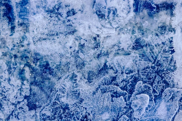 Ice frozen winter textured cold blue north background — Stockfoto