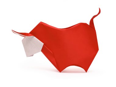 Origami red bull clipart