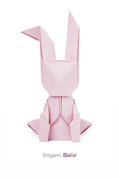 Húsvéti rózsaszín origami nyúl — Stock Fotó