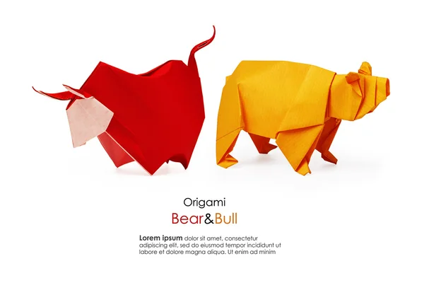 Medvěd a býk origami — Stock fotografie