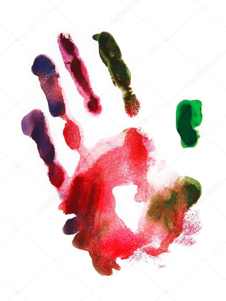 Watercolor isolated handprint