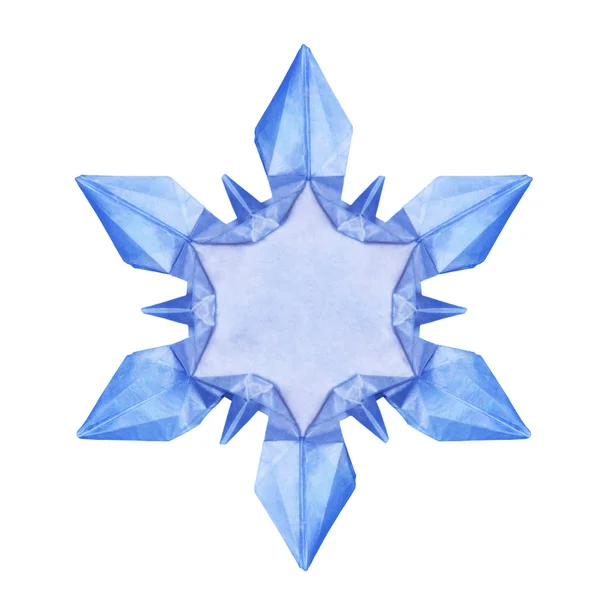 Origami blue ice snowflakes — Stock Photo, Image