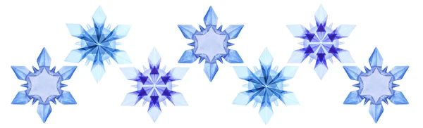 Origami blue ice snowflakes set — Stock Photo, Image