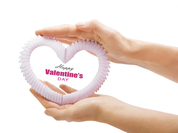 Serce Valentine's day w dłoni — Zdjęcie stockowe