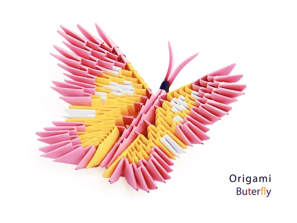 Rosa origami fjäril — Stockfoto