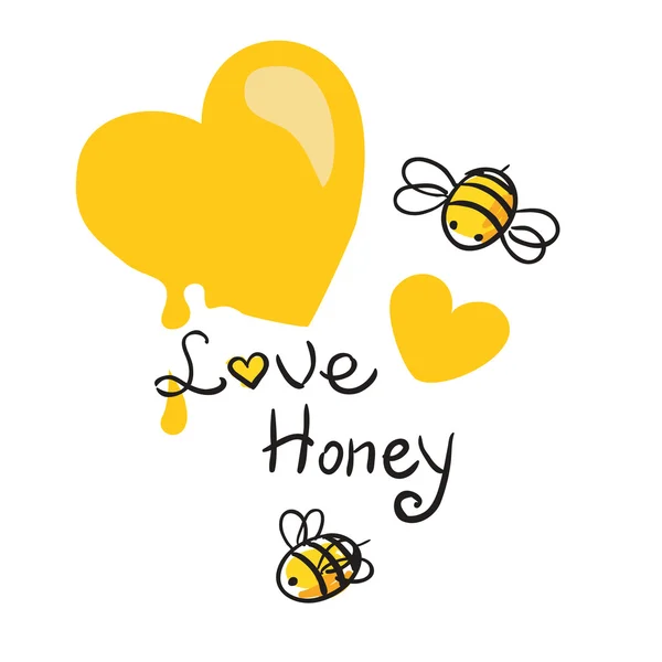 Miel y vector de abeja — Vector de stock