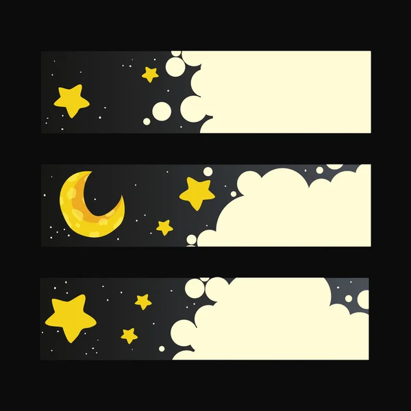 Set of vector banners with night — Stock Vector