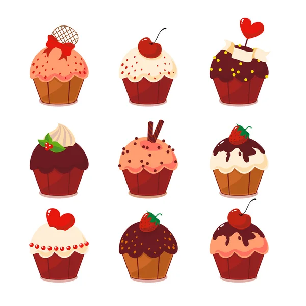 Set di cupcake vettoriali — Vettoriale Stock