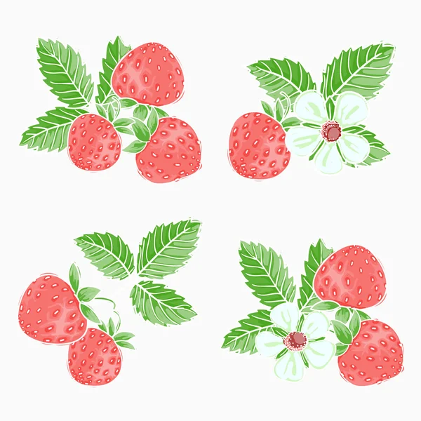 Beautiful strawberries composition — Stock Vector