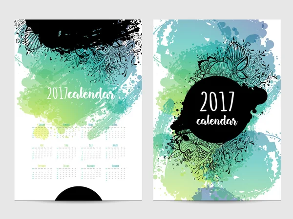 Vektorkalender mit Pinselfleck. 2017 — Stockvektor