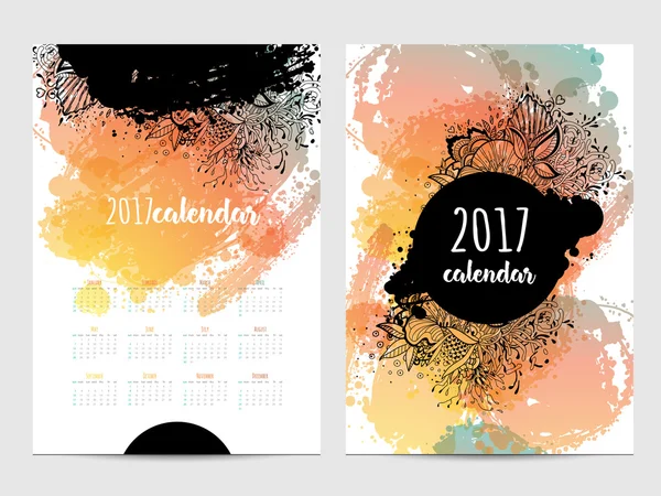 Vektorkalender mit Pinselfleck. 2017 — Stockvektor