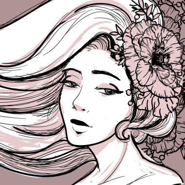 El çekilmiş kız portre. 