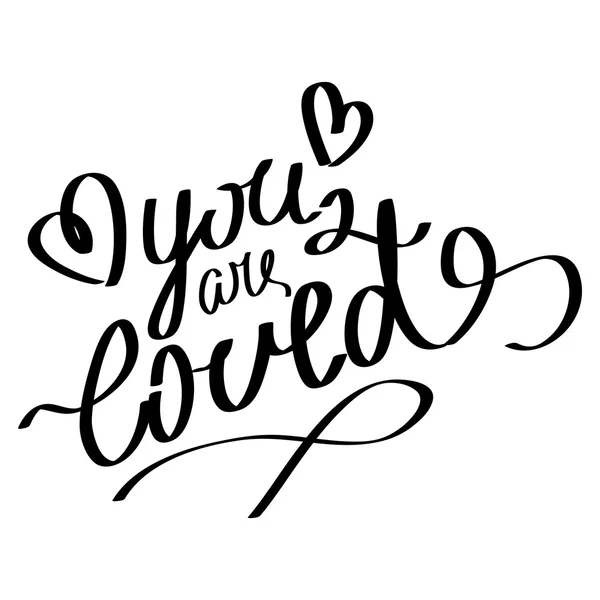Mots dessinés à la main "vous êtes aimé " — Image vectorielle
