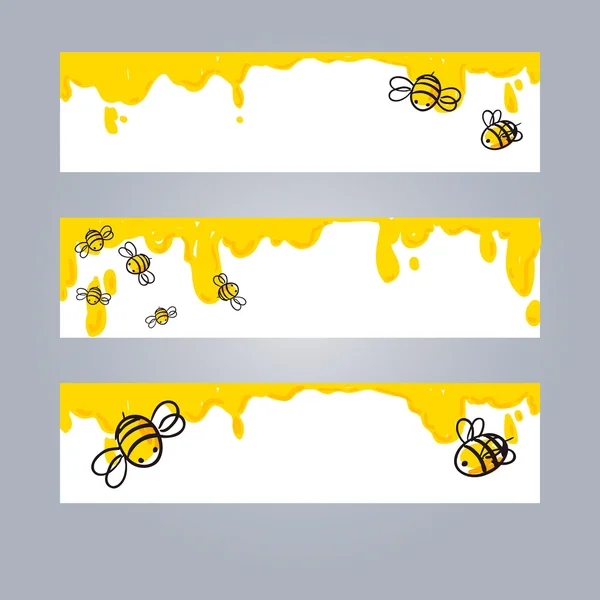 Pancarta de miel y abeja — Vector de stock