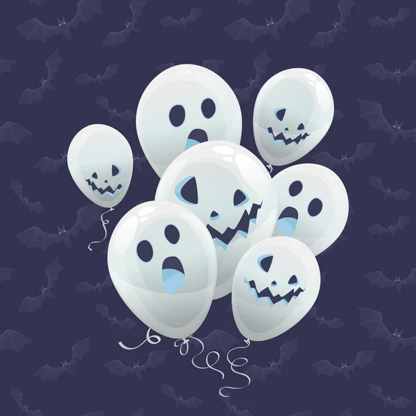 Globos fantasma para halloween — Vector de stock