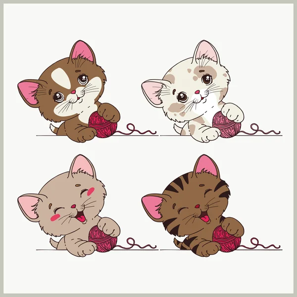 Set of funny kittens. — Stock Vector