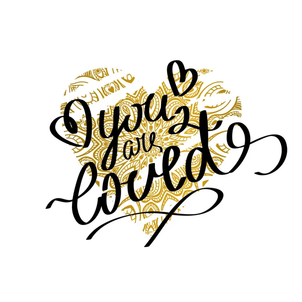 Mots dessinés à la main "vous êtes aimé " — Image vectorielle