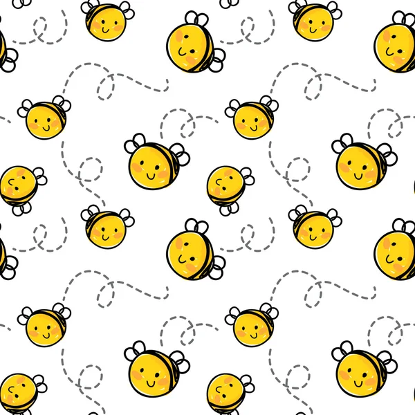 Bees seamless pattern — Stock Vector