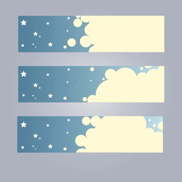 Set of  banners with a moon and stars — Stock Vector