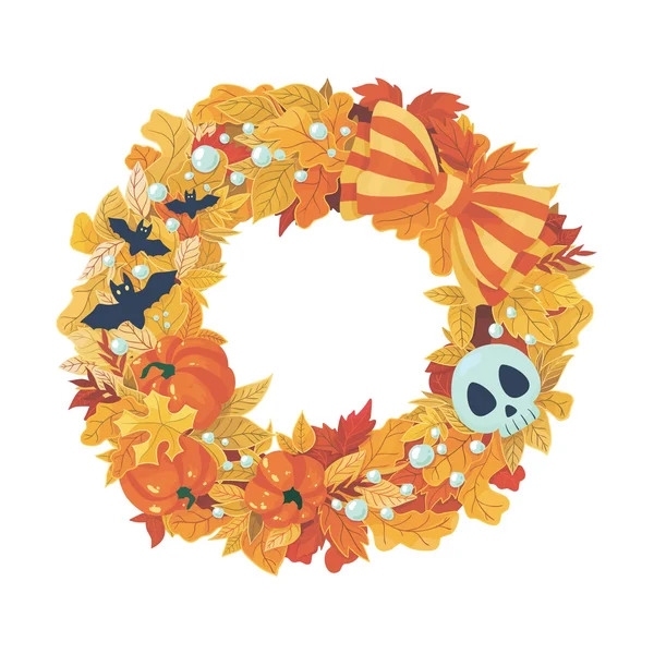 Corona de Halloween de otoño — Vector de stock