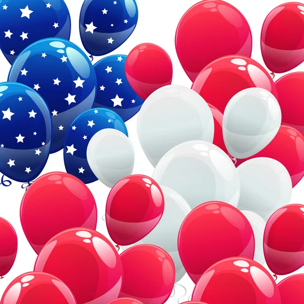 Bandera americana globos de colores — Vector de stock
